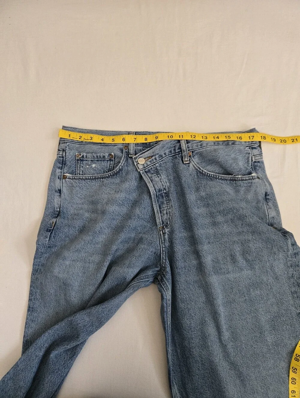 Agolde Crisscross Criss Cross Wide Leg Jeans Button Fly Blue Size 32